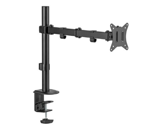 グリーンハウス 液晶モニターアーム 1画面ロング クランプ/グロメット式 ブラック GH-AMEN1L-BK