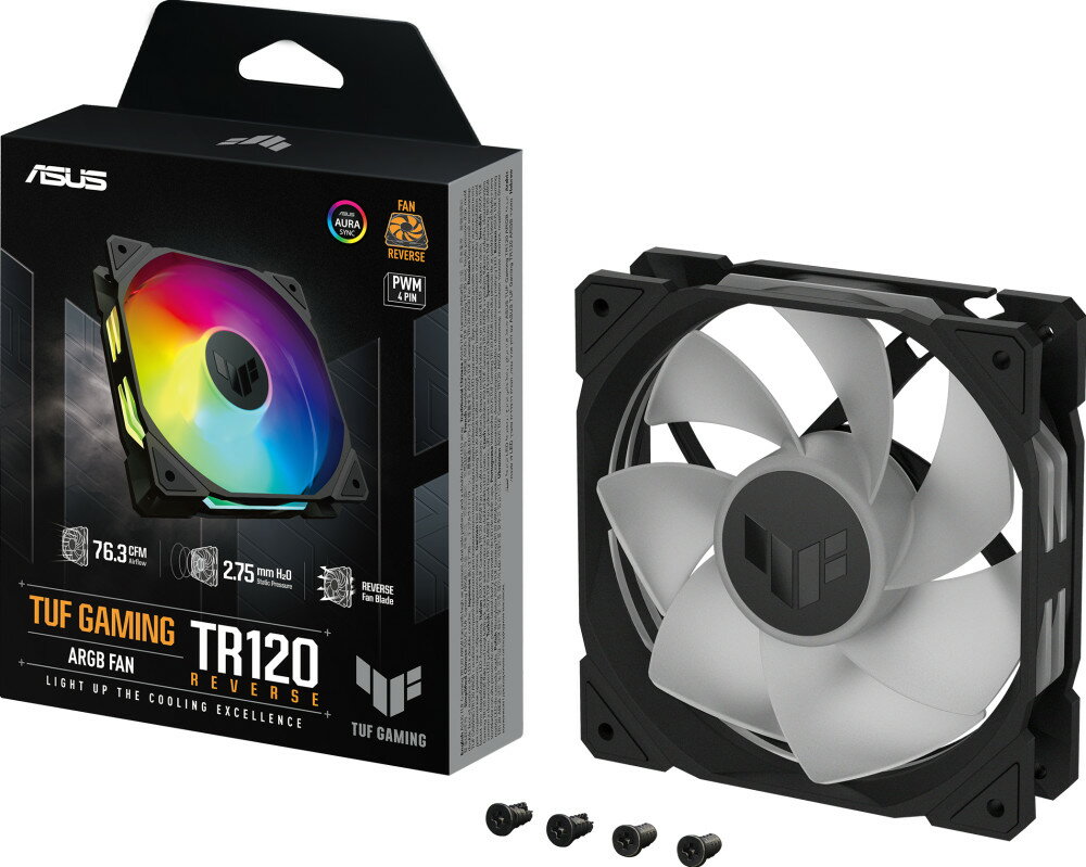 ASUS エイスース ケースファンx1 120mm /2000RPM 逆回転モデル TUF Gaming TR120 ARGB Reverse Fan - Single Pack ブラック TUF/GAMING/TR120/ARGB/RV/B TUFGAMINGTR120ARGBRB