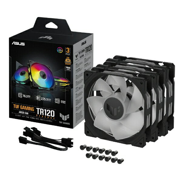 ASUS｜エイスース ケースファンx3 120mm /2000RPM 逆回転モデル TUF Gaming TR120 ARGB Reverse Fan - Triple Pack ブラック TUF/GAM/TR120/ARGB/RV/B/3IN1