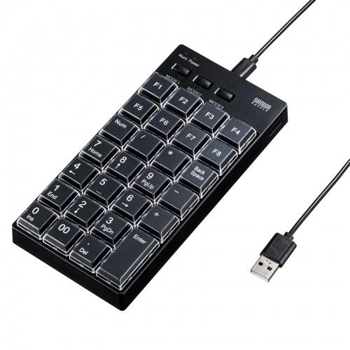 訳あり新品 プログラマブルテンキー 有線 左手デバイス ショートカット 自作 キー割付 27キー DTM  NT-26UBK サンワサプライ 外装に傷・汚れあり