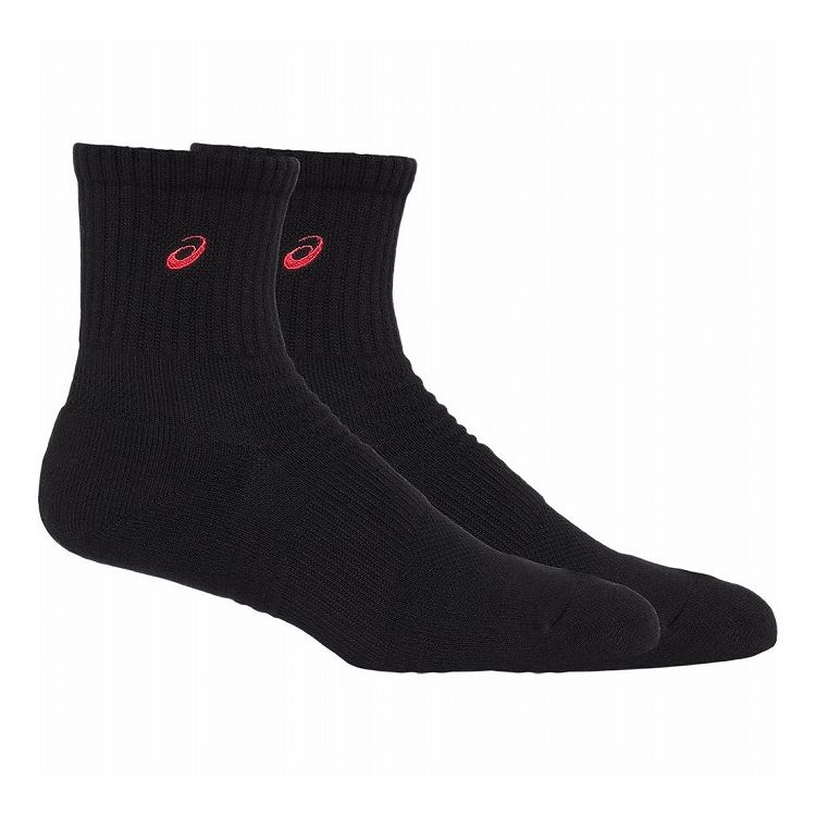 アシックス ソックス18 はき口～かかとまでの長さ18cm パフォーマンスブラック×クラシックレッド・サイズ：L 3033B871-001-L asics