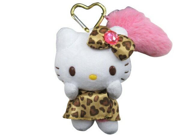 ハローキティ　しっぽ付きマスコットキーホルダー　ヒョウ