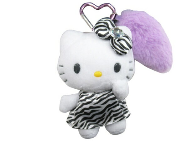 ハローキティ　しっぽ付きマスコットキーホルダー　ゼブラ