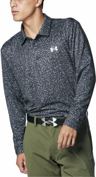 アンダーアーマー｜UNDER ARMOUR メンズ UAプレーオフ プリント ロングスリーブ ポロ Black×White 1388306 /XLサイズ