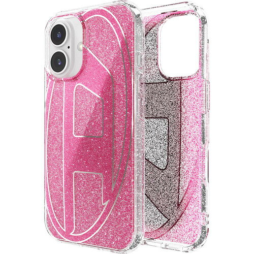 DIESEL ディーゼル DI60155 iPhone16用 Diesel Oval D Glitter Case FW24 pink