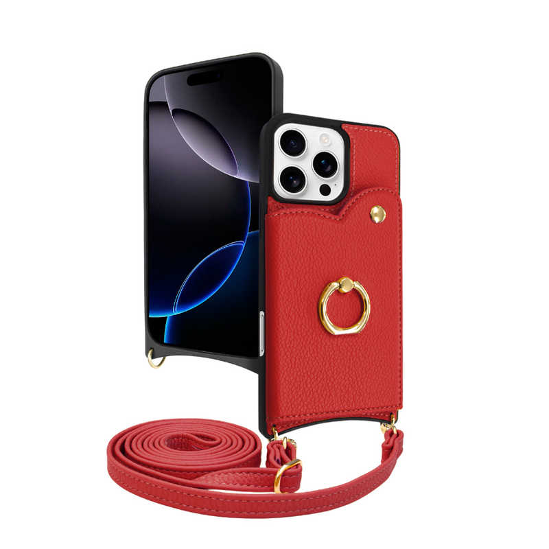 シズカウィル iPhone16 Pro Max ケース カバー ショルダーケース アイファンデ5 フルール 1個 IF5_3 レッド APIP16PMIF53RE