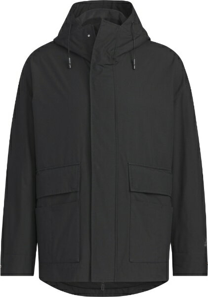 アディダス｜adidas メンズ マストハブ スモールロゴ ルーズフィット フリース裏地付きウーブンフード付きジャケット ブラック KWX70 /Lサイズ