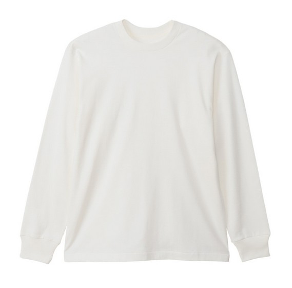 ヘインズ メンズ SHIRO クルーネックロングスリーブTシャツ ホワイト・サイズ：M HM4-A201-010-M Hanes