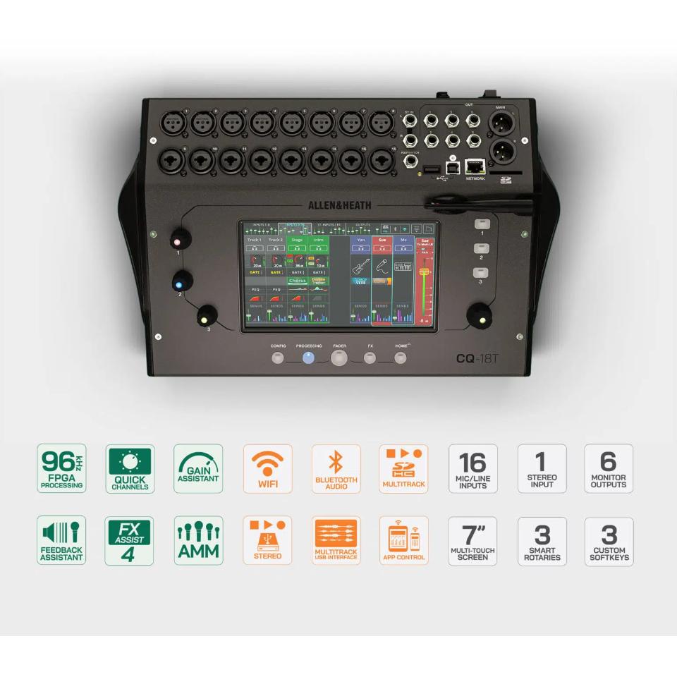 Allen & Heath CQ-18T デジタル・コンパクトミキサー | ライブ イベント DTM DAW デジタルミキサー 小型ミキサー 自宅録音 レコーディング USB