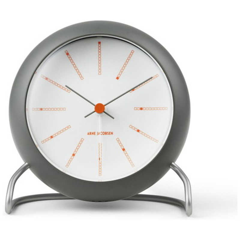アルネ ヤコブセン Bankers Table Clock 11cm dark grey クォーツ 電池式 クロック 置時計 AJ43694 アナログ ホワイト ダークグレー 白