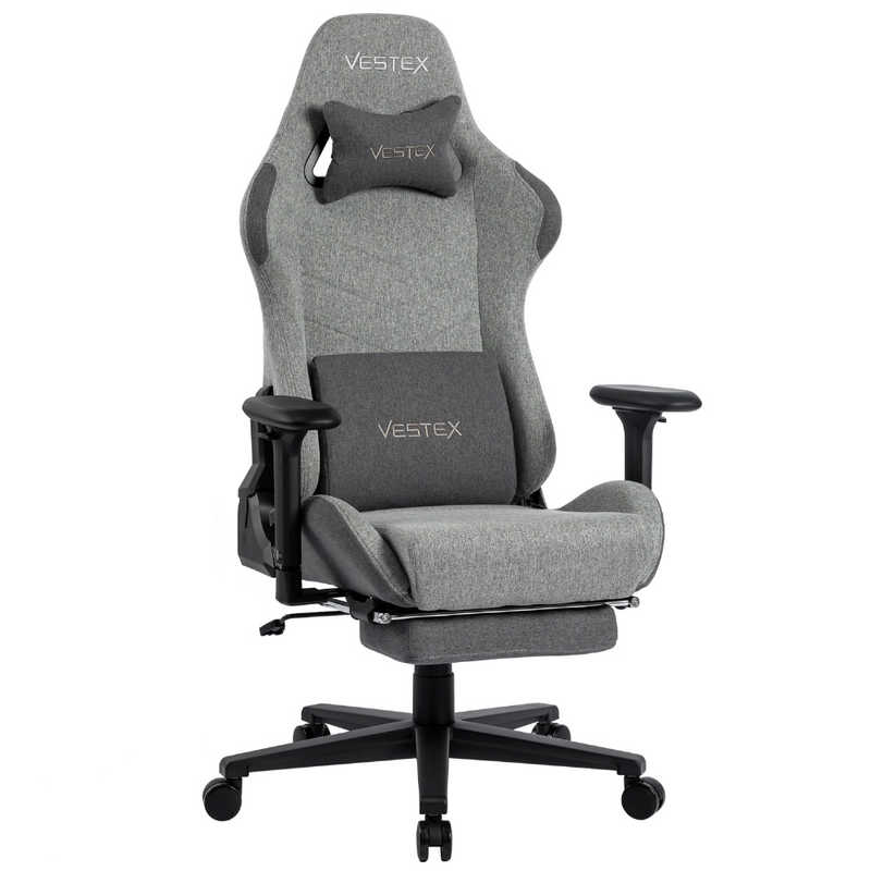 ルームワークス｜ROOMWORKS ゲーミングチェア W720xD720xH1205～1275mm VESTEX S1FTシリーズ フットレスト付き グレー VES-S1FTGY