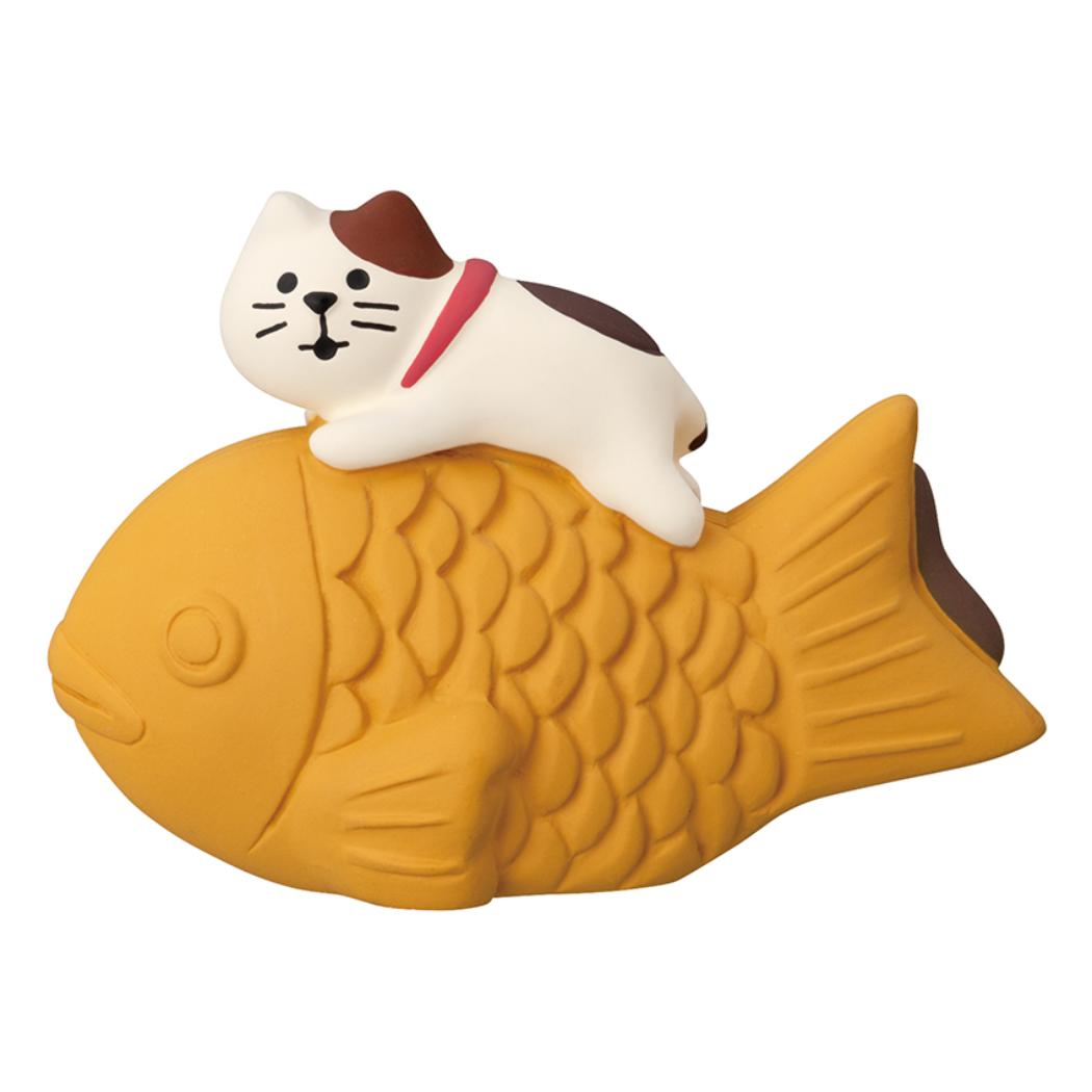 ちびねこ マスコット concombre しあわせ、まんぷく、お花見会 たい焼き デコレ プレゼント インテリア かわいい