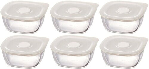 HARIO(ハリオ) 日本製 耐熱ガラス製 密閉保存容器・角 250ml BUONO kitchen KSTM-25-TW 6個セット