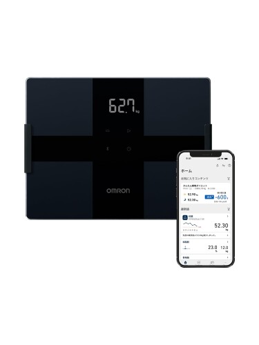 オムロン 体重体組成計 体重計 KRD-503T-BK ブラック スマホ連動 Bluetooth対応 薄型 コンパクト 体脂肪率　データ自動転送