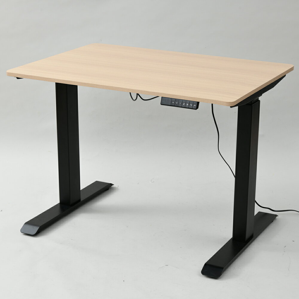 ヤマゼン｜YAMAZEN 電動昇降デスク W1000xD700xH710～1170mm スタンダード マットブラックx天板：ナチュラルウッド ELD-FS MBK /T1000 WN