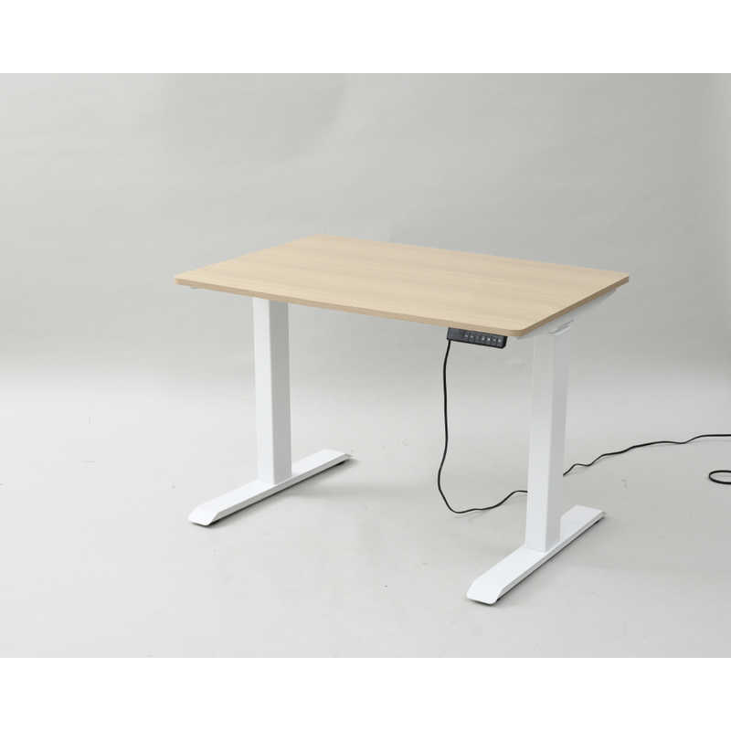 ヤマゼン｜YAMAZEN 電動昇降デスク W1000xD700xH710～1170mm スタンダード マットホワイトx天板：ナチュラルウッド ELD-FS MWH /T1000 WN