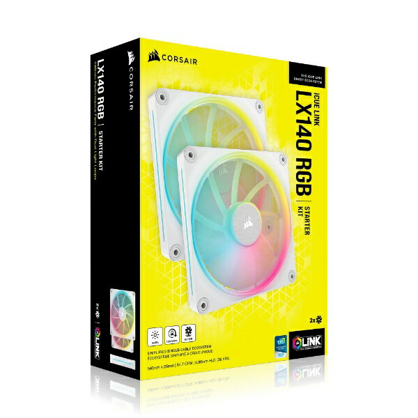 CORSAIR｜コルセア PCケースファン iCUE LINK LX140 RGB Dual Fans Starter Kit ホワイト CO-9051032-WW
