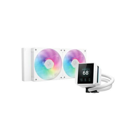 Deepcool R-LX240-WHDSNMCP-G-1 MYSTIQUE 240 WH ARGB/ 240mm水冷CPUクーラー/ ホワイト/ 2.8インチTFTディスプレイ搭載/ FD12 ARGB ファン/ Intel LGA1851/ 1700/ 1200/ 1151/ 1150/ 1155/ AMD AM5/ AM4対応