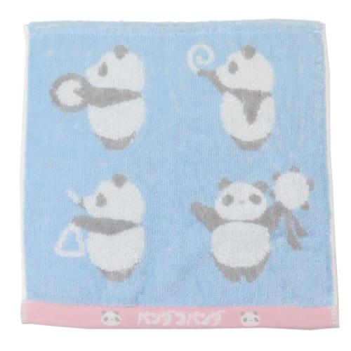 パンダコパンダ ミニタオル ジャガードハンカチ ブルー Green Flash 汗拭きタオル