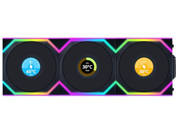 LIANLI｜リアンリ ケースファンx3 120mm /1900RPM ＋コントローラー リバースブレードモデル UNI FAN RS SL LCD Wireless 120 BK Triple Pack ブラック UF-RS-SL120-LCD-WLS-3B