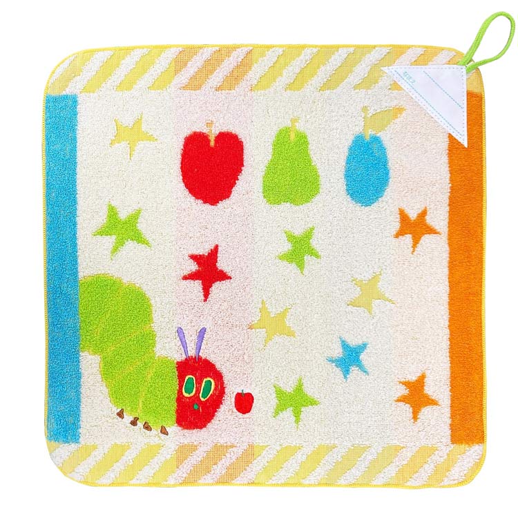 林 Hayashi ループ付きハンドタオル はらぺこあおむし スターリンゴ 約34×34cm WO459400 のタオルシリーズ