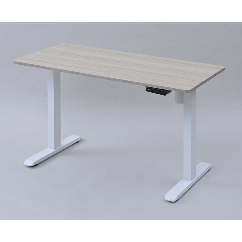ヤマゼン 電動昇降デスク W1200xD600xH710～1160mm エントリーモデル USB-C＋USB-Aコンセント付 マットホワイトx天板：ウォッシュドオーク AED-1260 WO/MWH