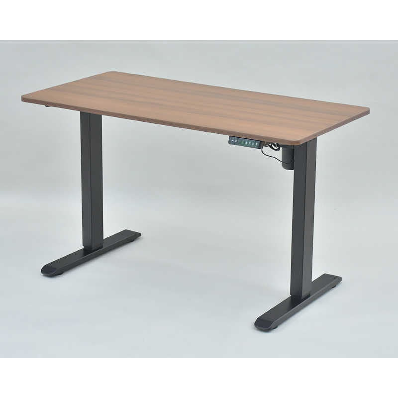 ヤマゼン｜YAMAZEN 電動昇降デスク W1200xD600xH710～1160mm エントリーモデル USB-C＋USB-Aコンセント付 マットブラックx天板：チェリーブラウン AED-1260
