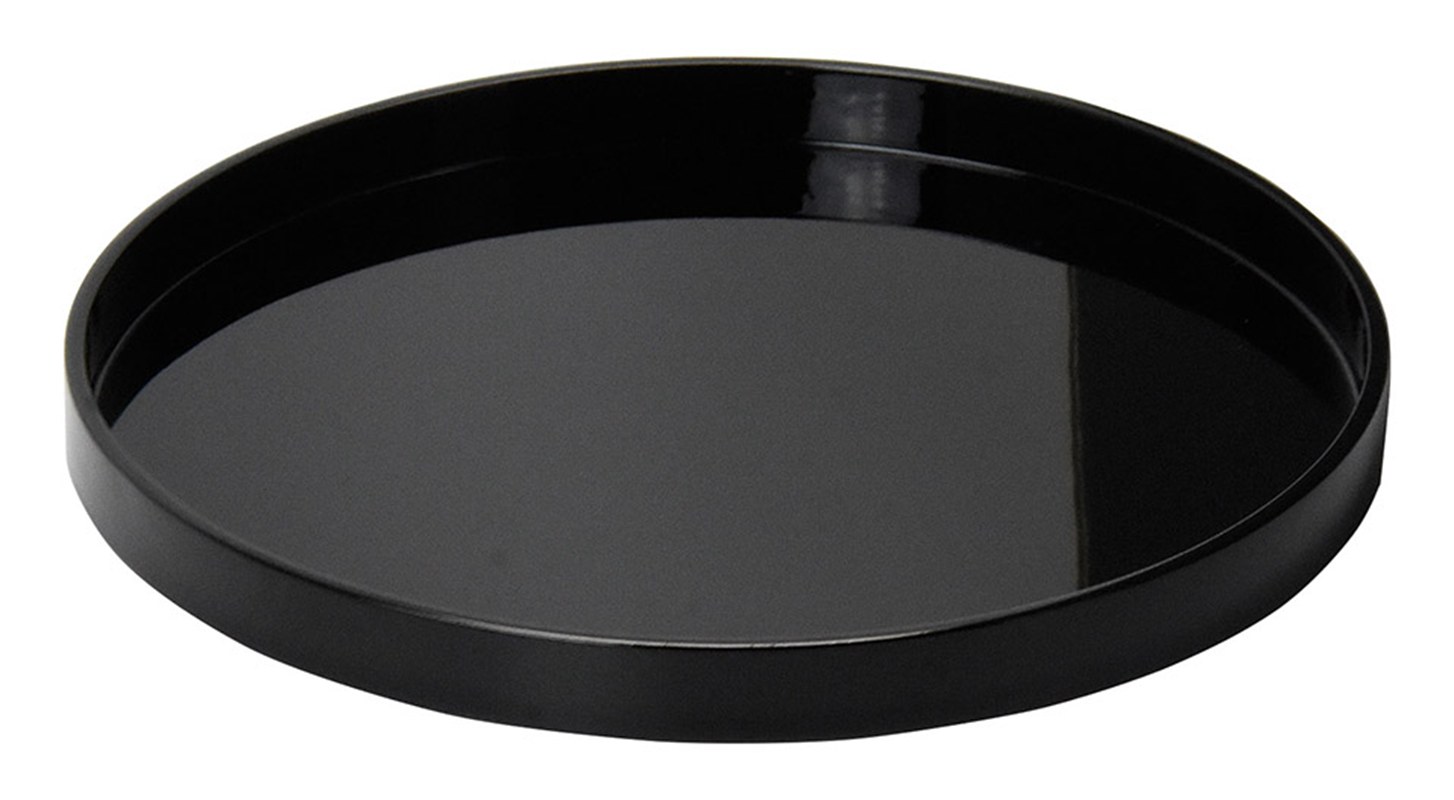 カシュー黒塗 丸盆 8寸 φ24xH2cm