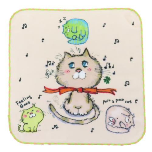 水森亜土 ミニタオル プリントハンカチタオル ハミングキャット 林タオル 汗拭きタオル