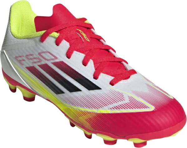 アディダス｜adidas サッカーシューズ ジュニア F50 LEAGUE HG/AG J フットウェアホワイト×コアブラック×ソーラーYELLOW IE3752 23.0cm
