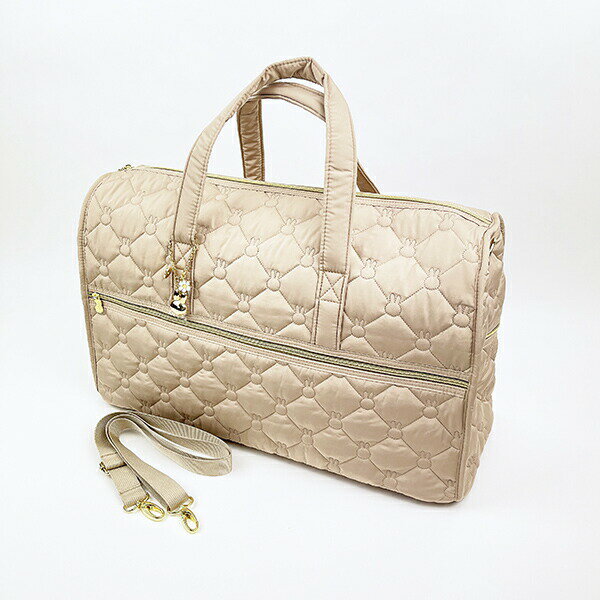 ミッフィー　キルティング　ボストンバッグ　グレージュ