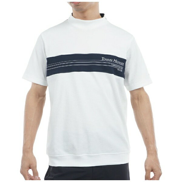 トミーヒルフィガー｜Tommy Hilfiger メンズ カラーブロック 半袖モックネックシャツ ホワイト THMA505 /Lサイズ