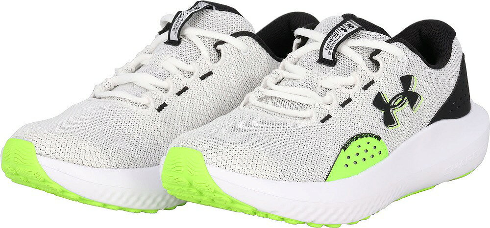 DOM-3027000-109-28.5 アンダーアーマー メンズ ランニングシューズ UAチャージド サージ4 White/Hyper Green/Black・サイズ:28.5cm UNDER ARMOUR