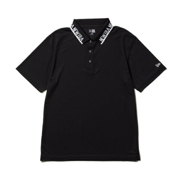 NEW ERA｜ニューエラ 男女兼用 ゴルフシャツ 半袖 鹿の子 ポロシャツ Collar Logo ブラック 14391520 ユニセックス /XLサイズ