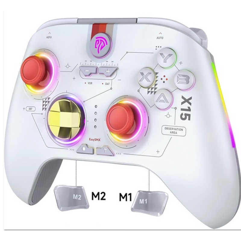 EasySMX ゲームパッド 無線：Bluetooth・USB-A / 有線：USB-A X15 Switch対応 ホワイト