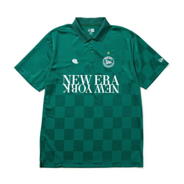 NEW ERA｜ニューエラ 男女兼用 ゴルフシャツ 半袖 ポロシャツ Checker Pattern エメラルドグリーン 14391517 ユニセックス /Lサイズ