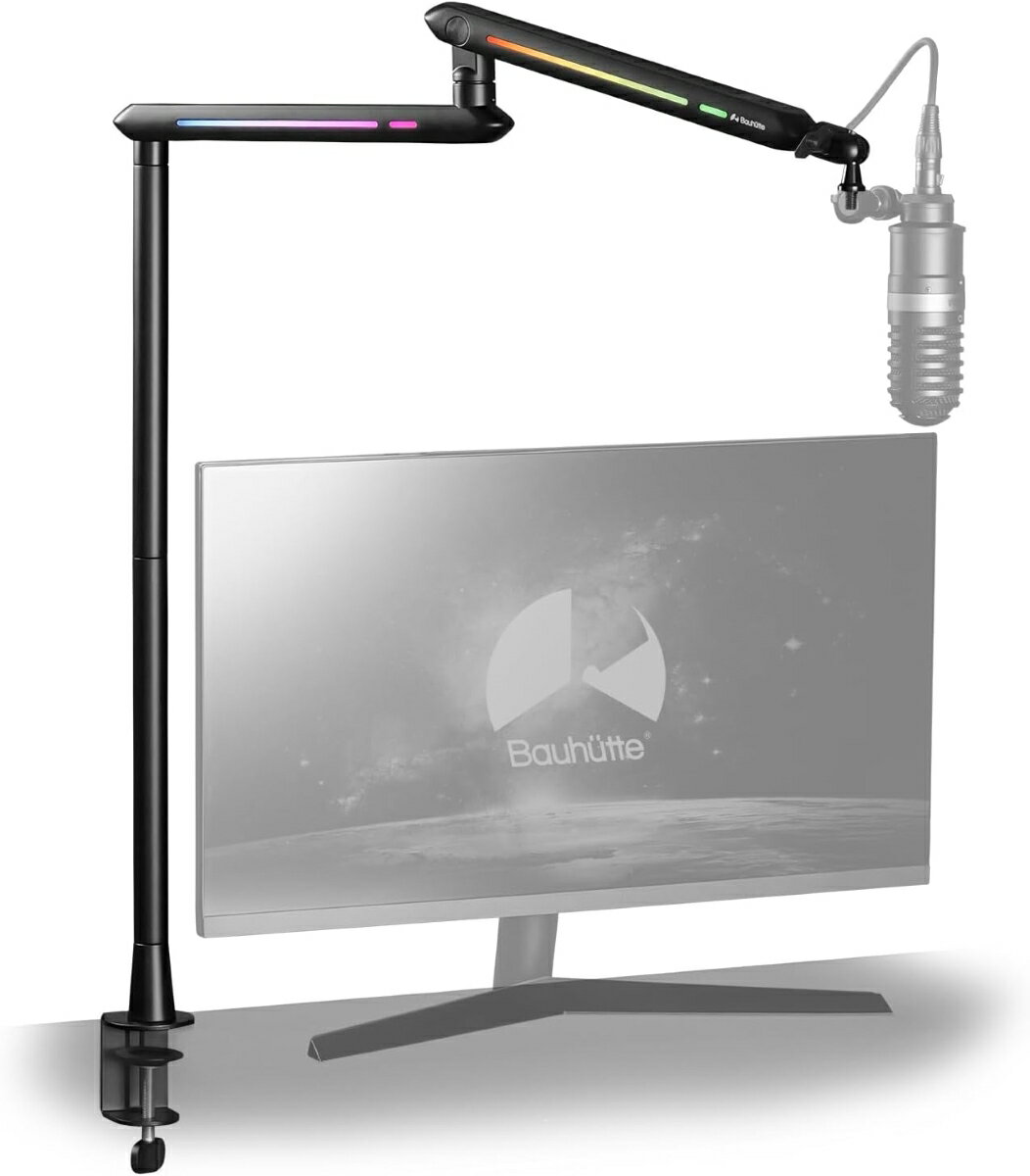 バウヒュッテ トールマイクアーム BMA-111MK-BK Bauhutte TALL MIC ARM 高さ調節3段階 変換アダプター付 クランプ式