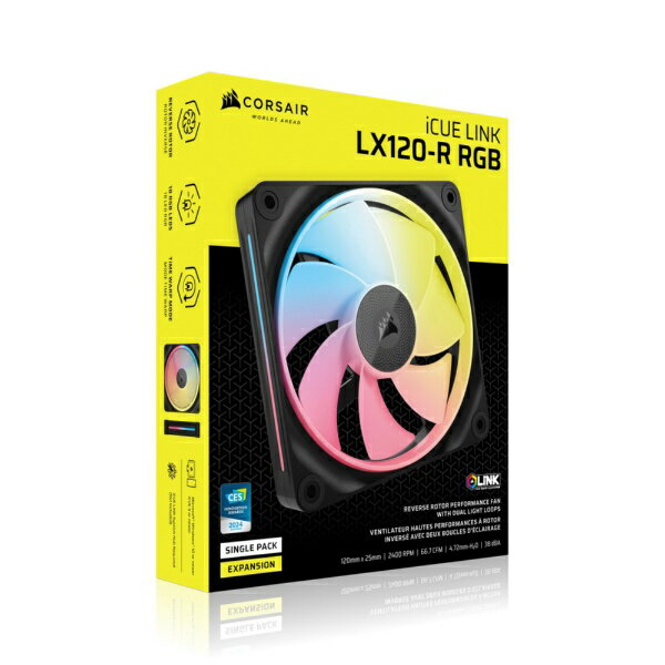 CORSAIR｜コルセア ケースファン 120mm /2400RPM iCUE LINK LX120-R RGB Single Reverse Fan Expansion ブラック CO-9051049-WW