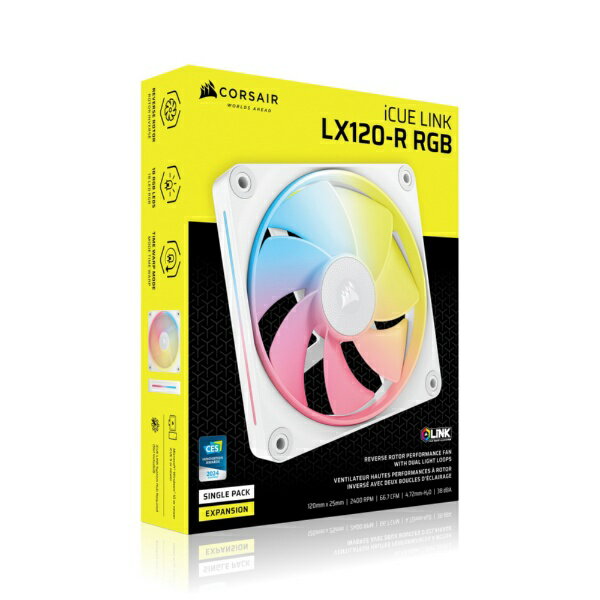 CORSAIR コルセア ケースファン 120mm /2400RPM iCUE LINK LX120-R RGB WHITE Single Reverse Fan Expansion ホワイト CO-9051053-WW