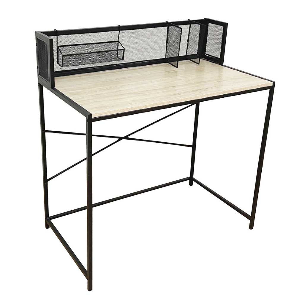 後藤家具物産・大川リビング木工社 ブラックアイアンと古木風3Dシートのモダンな幅90cmデスク KD-LOLLY-90D