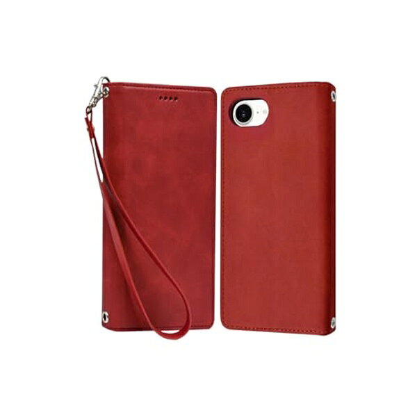 シズカウィル iPhone16e 手帳型 ケース カバー 本革調 レザーケース 1個 レッド APIPSE4RED