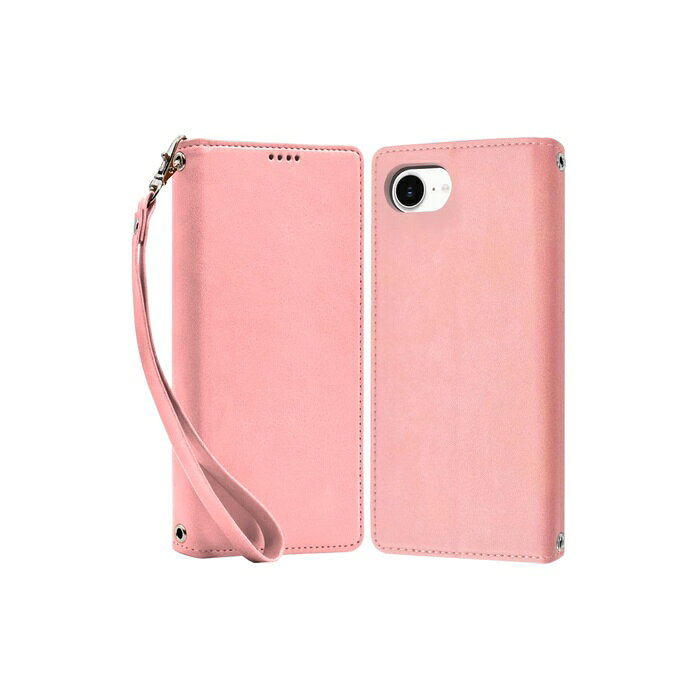 シズカウィル iPhone16e 手帳型 ケース カバー 本革調 レザーケース 1個 ピンクゴールド APIPSE4PINK