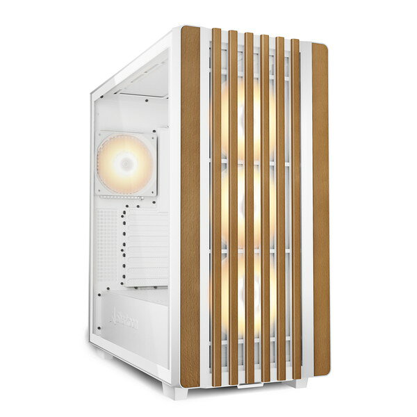 SHARKOON PCケース ATX /Micro /Mini-ITX REBEL C70G RGB 強化ガラスサイドパネル ホワイト＋ウッドデザイン WT REBELC70GWT