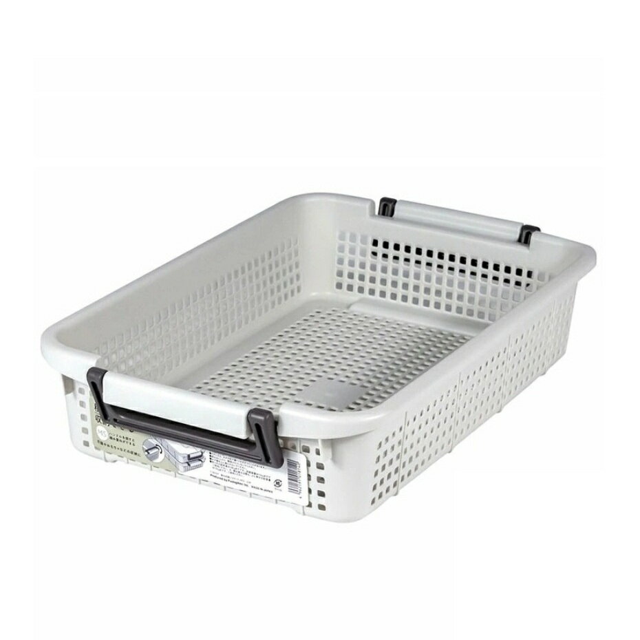 FUDOGIKEN 不動技研 重ね収納バスケット MS 浅型 ライトグレー F-26507