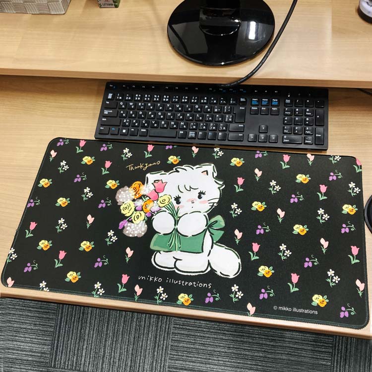 デスクマット 机マット mikko illustrations ブラック グルマンディーズ 光学式マウス対応
