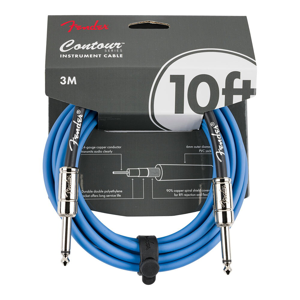 CONTOUR SERIES INSTRUMENT CABLE 10feet/LAKE PLACID BLUE #0990571102 Fender USA