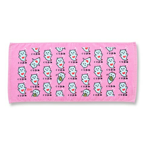 プリントロングタオル フェイスタオル おえかきさん くりおねさんピンク オクタニ おもしろタオル 面白雑貨