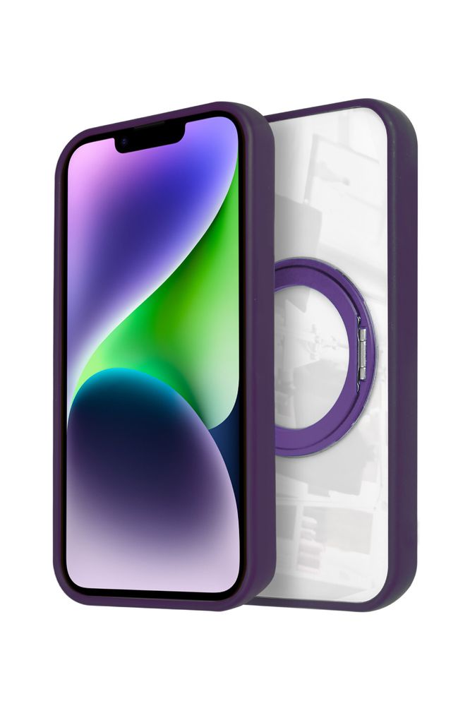シズカウィル iPhone14 ケース カバー MagSafe対応 スマホリング メタル 耐衝撃 ハイブリッド9 1個 ダークパープル APIP14HI9PU