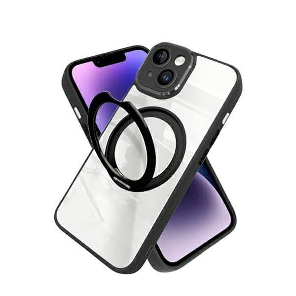 シズカウィル iPhone14 ケース カバー MagSafe対応 スマホリング メタル 耐衝撃 ハイブリッド9 1個 ブラック APIP14HI9BK