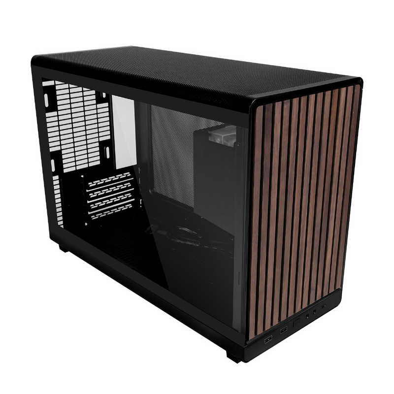 LIANLI｜リアンリ PCケース Micro ATX /Mini-ITX 木製フロントパネル/ガラスサイドパネル ブラック A3-mATX-WDG